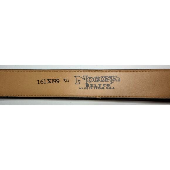 Mens Blue Snakeskin Overlay Nocona Leather Belt Snap-On Strap Sz 34 Wavy Pattern - Picture 5 of 11